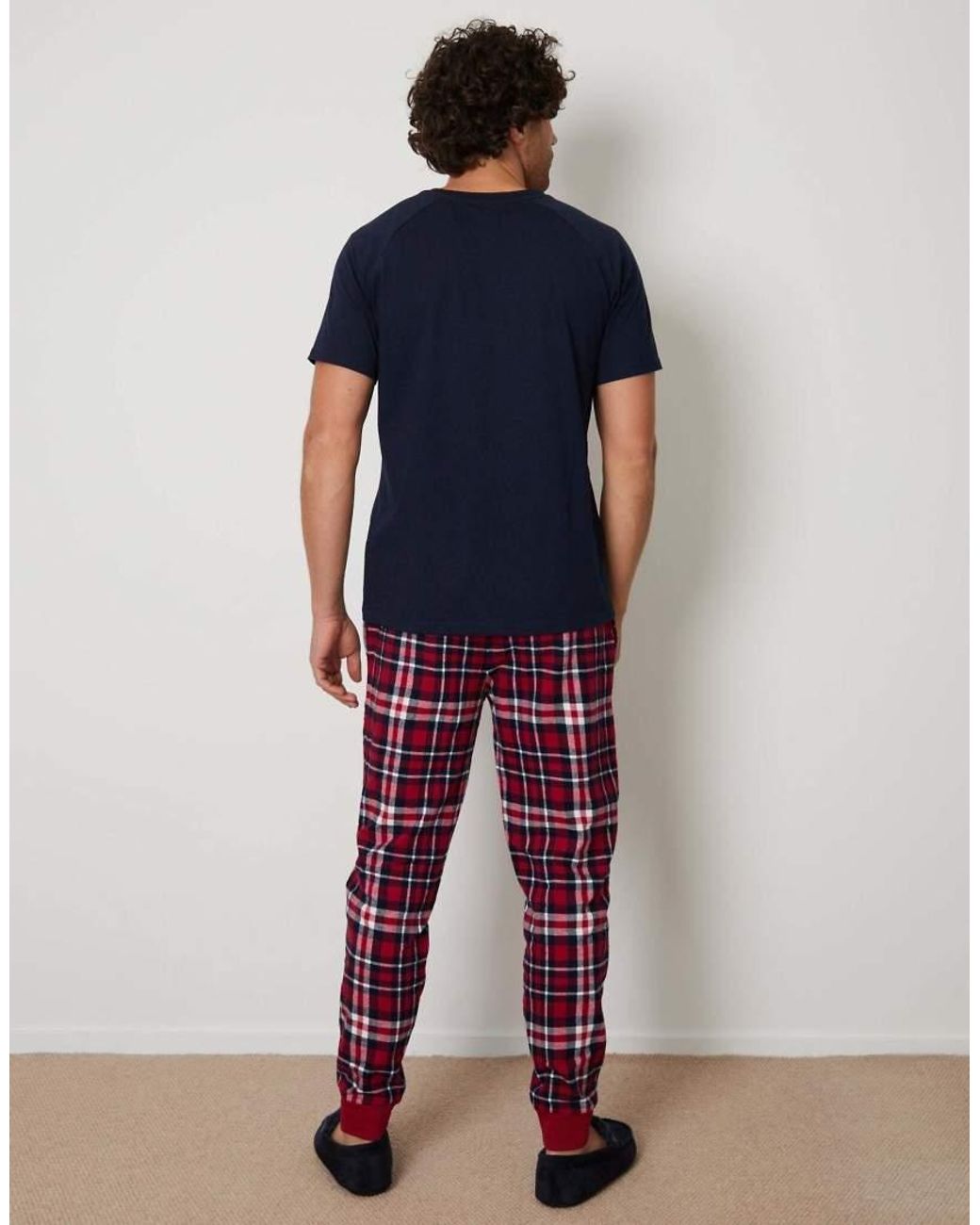 Threadbare Blue 'Everest' Cotton Blend Pyjama Set for men