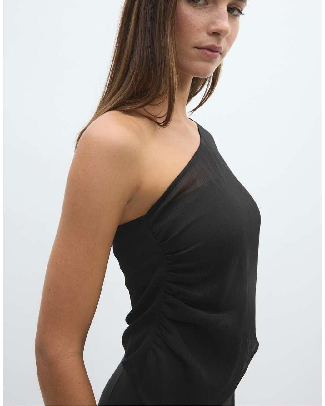 Stradivarius Black Asymmetric Draped Top