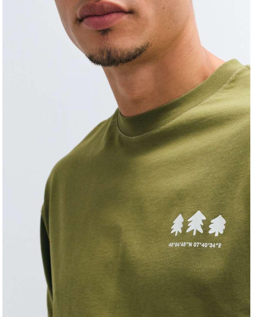 ASOS Green Oversized Long Sleeve Top With Logo Print for men