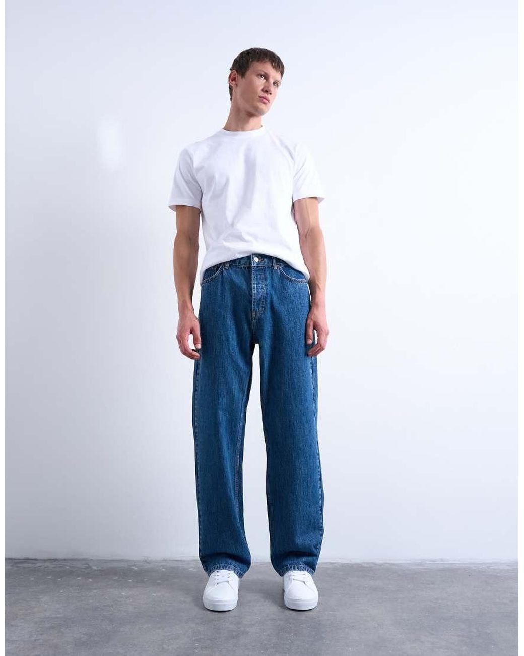Topman Blue Rigid baggy Jean for men