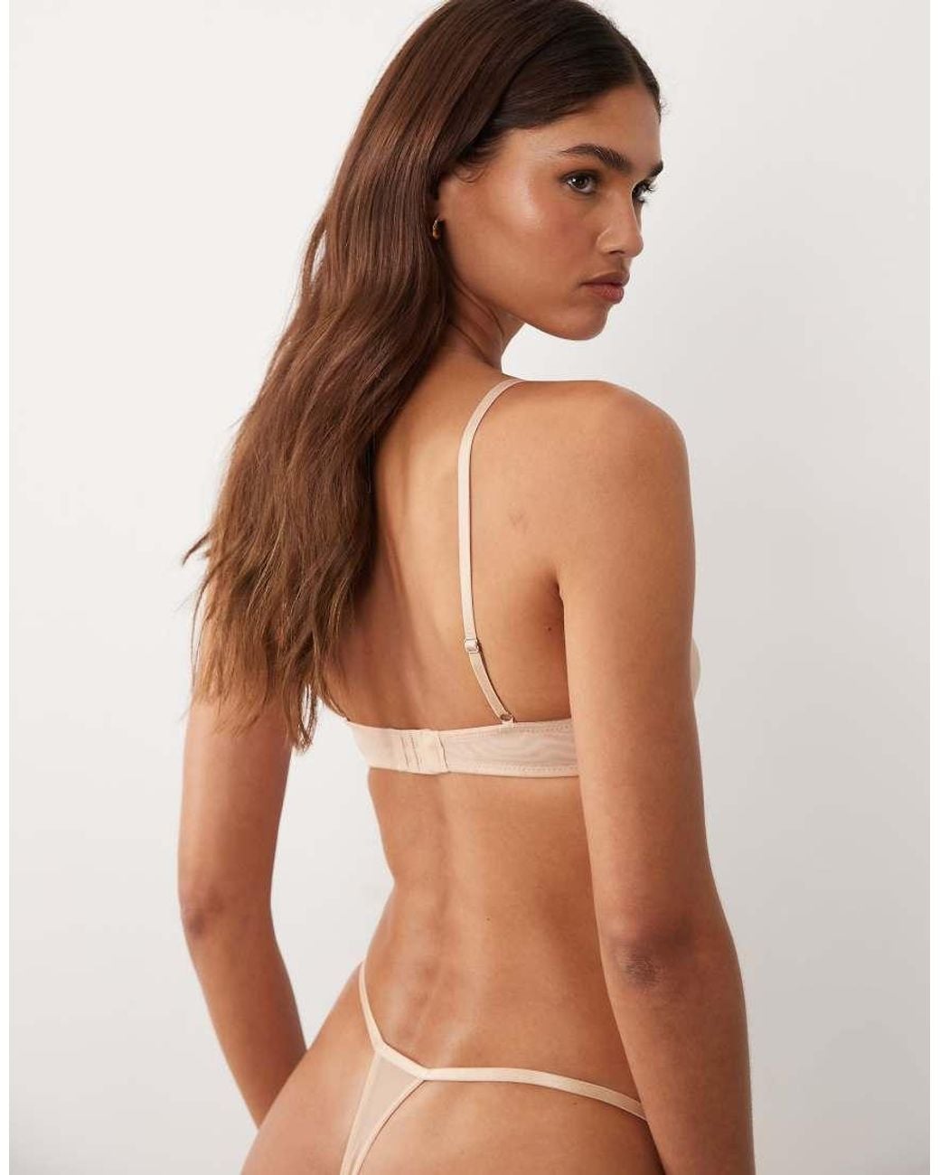 ASOS Natural Tammy Sheer Mesh Scoop Neck Crop