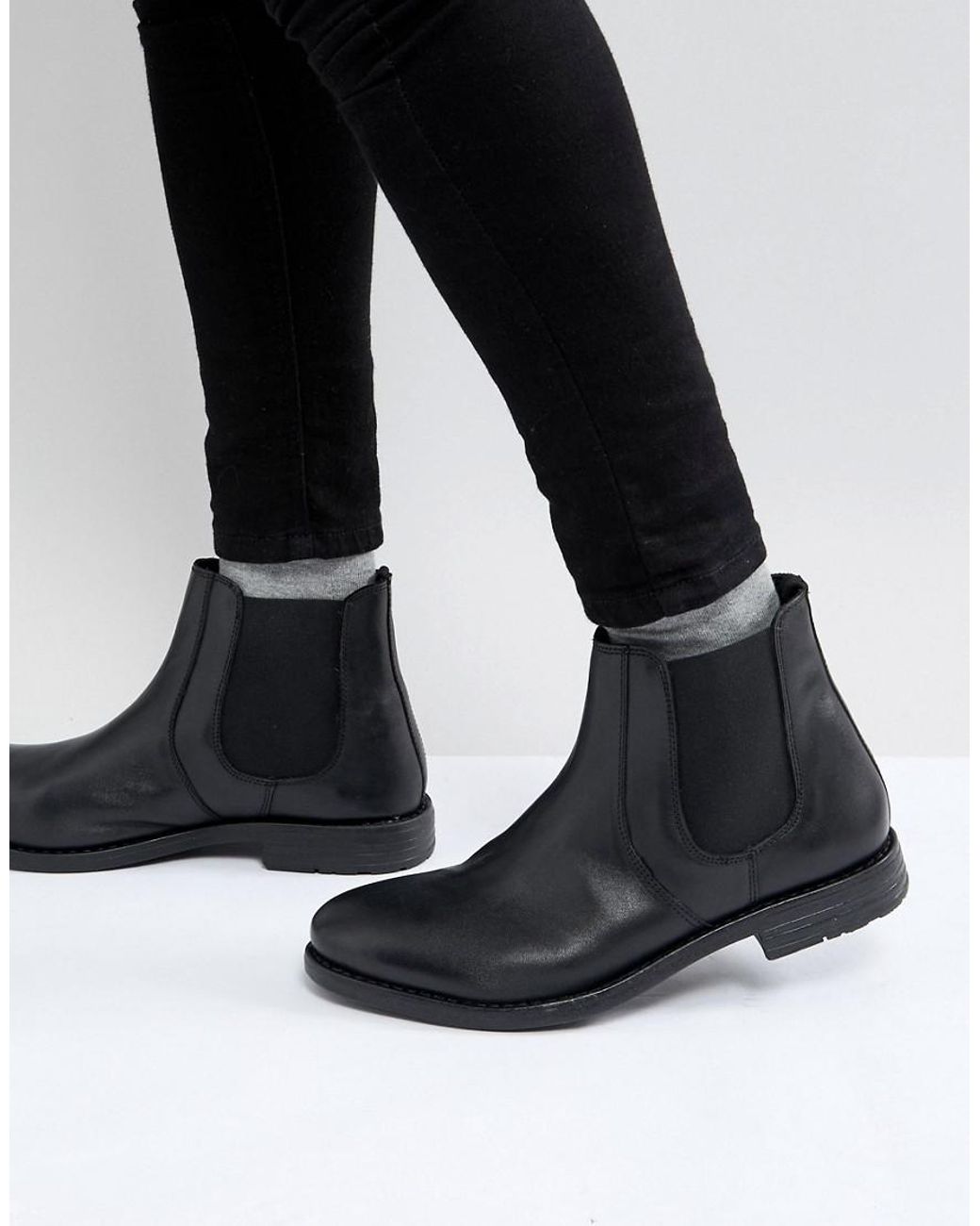 Frank Wright Round Toe Chelsea Boots in Black for Men | Lyst