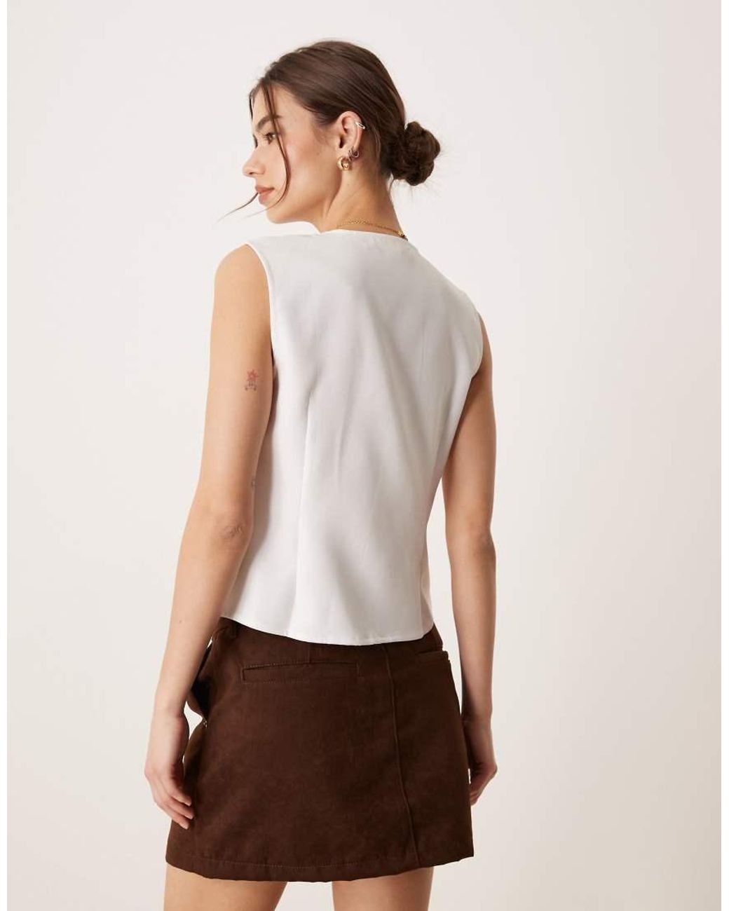 Glamorous White Tie Front Top