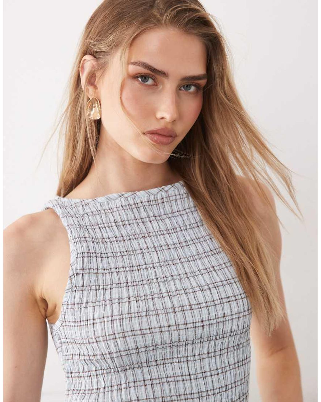 ASOS Gray Shirred Tank Top