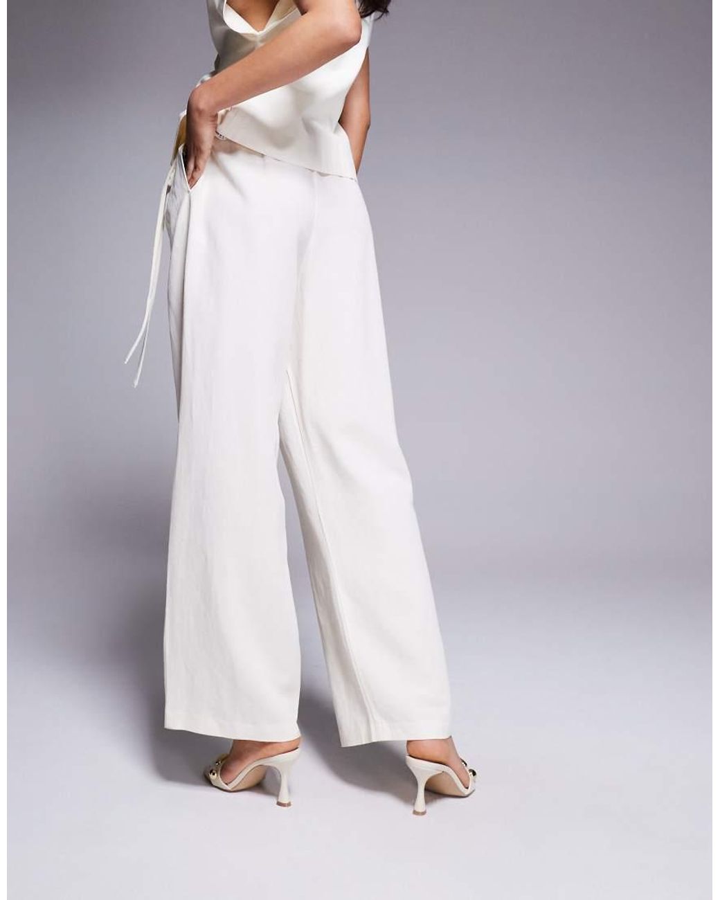 ASOS Purple Tailored Linen Wrap Tie Trousers Co-Ord