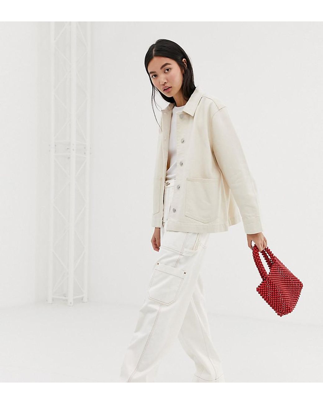 Weekday Denim Cargo Trousers in White 