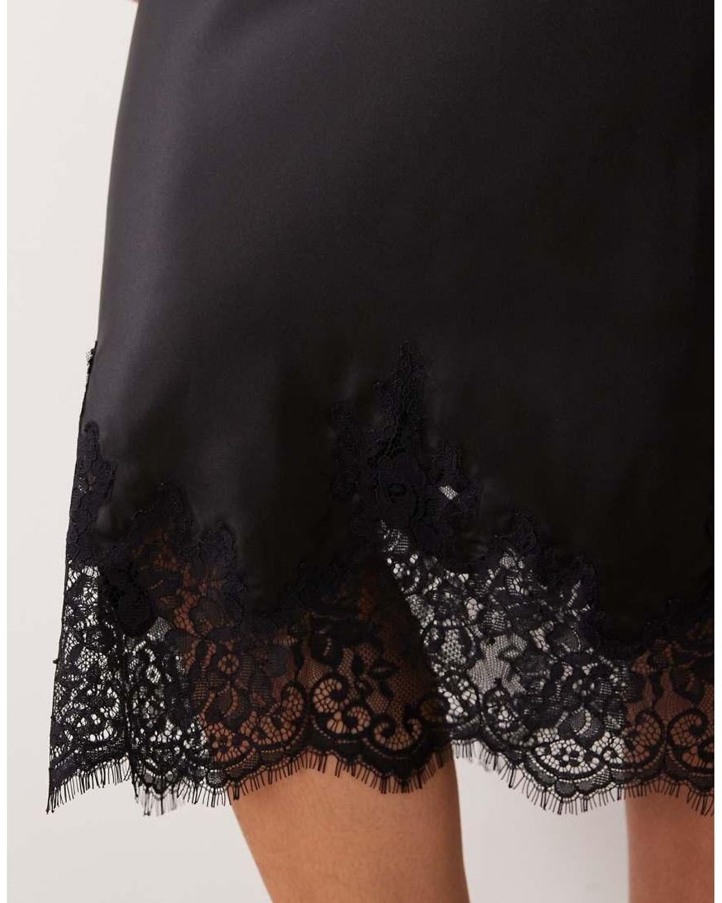 Gina Tricot Natural Lace Trim Satin Skirt