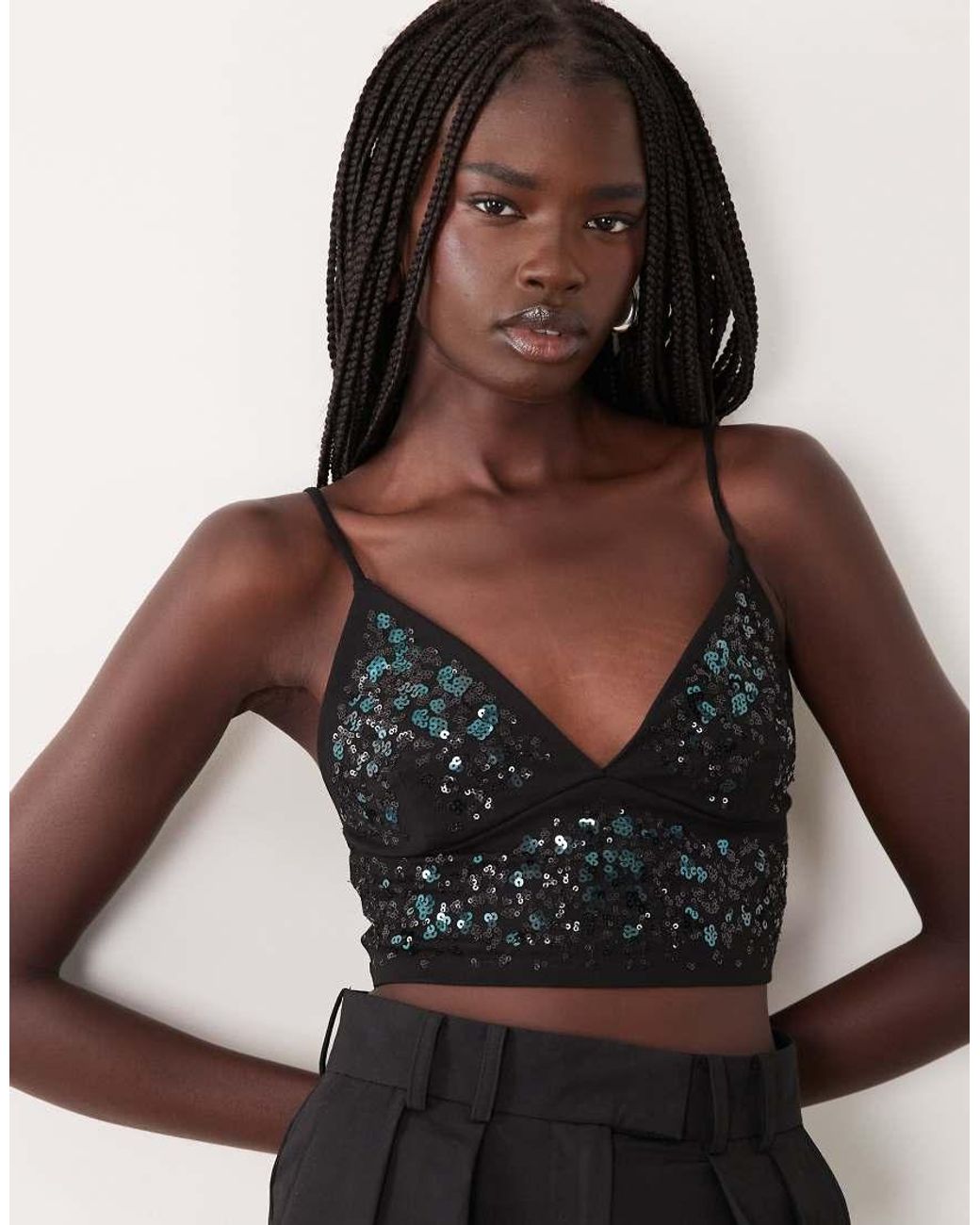 Miss Selfridge Black Embellished Bralette