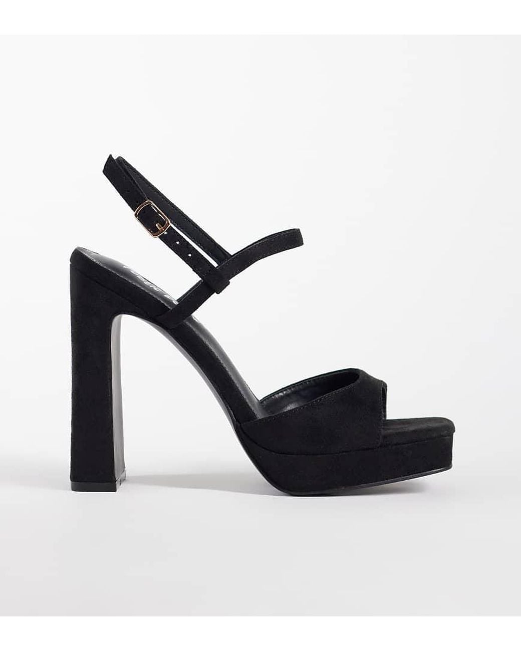Public Desire Black Rhoda Platform Heeled Sandals