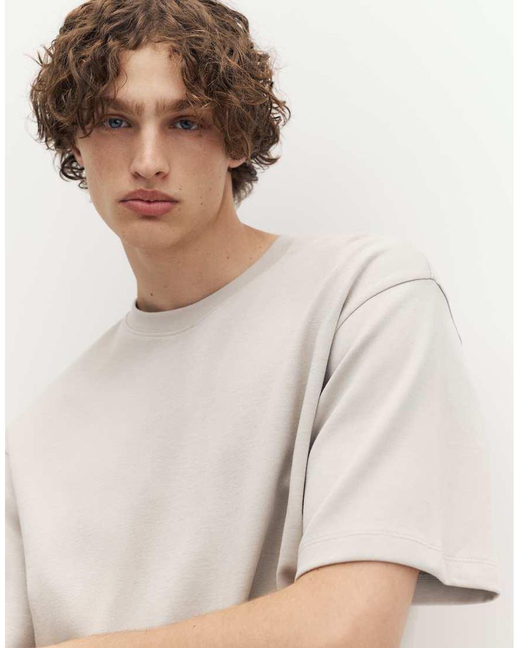 Pull&Bear Gray Boxy T-shirt for men