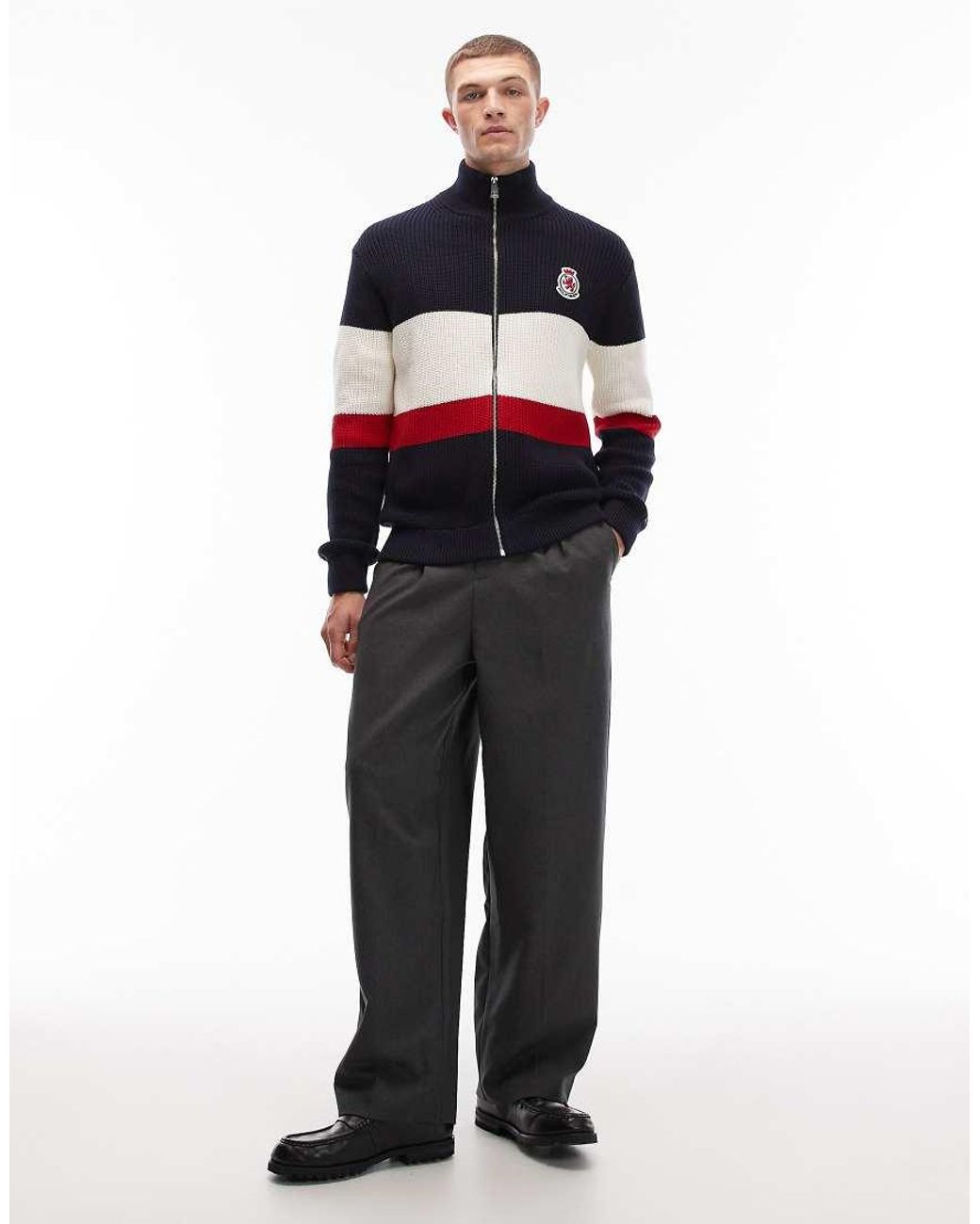Tommy Hilfiger Blue Crest Colorblock Zip Through Fleece for men