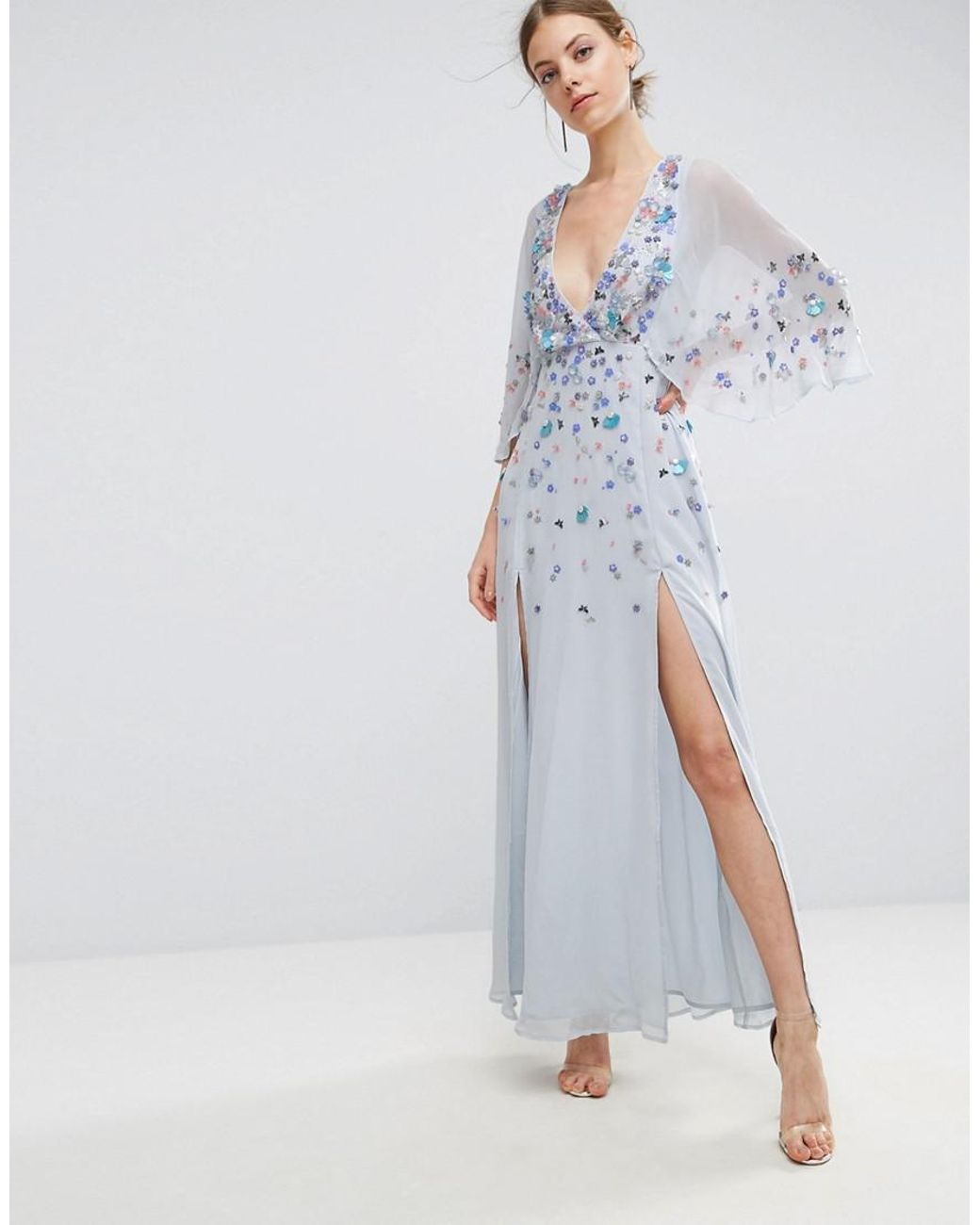 Embellished kimono maxi sale