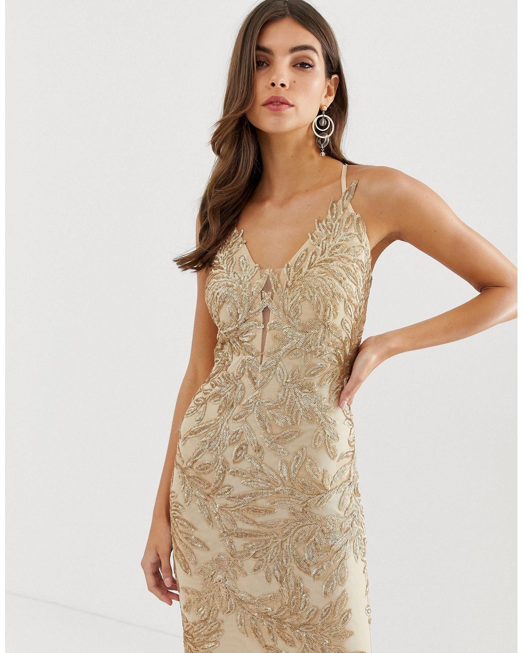 Forever Unique Fishtail Prom Maxi Dress In Lace Embroidery In Gold in Metallic | Lyst UK Forever Unique Fishtail Prom Maxi Dress In Lace Embroidery In Gold in Metallic | Lyst UK