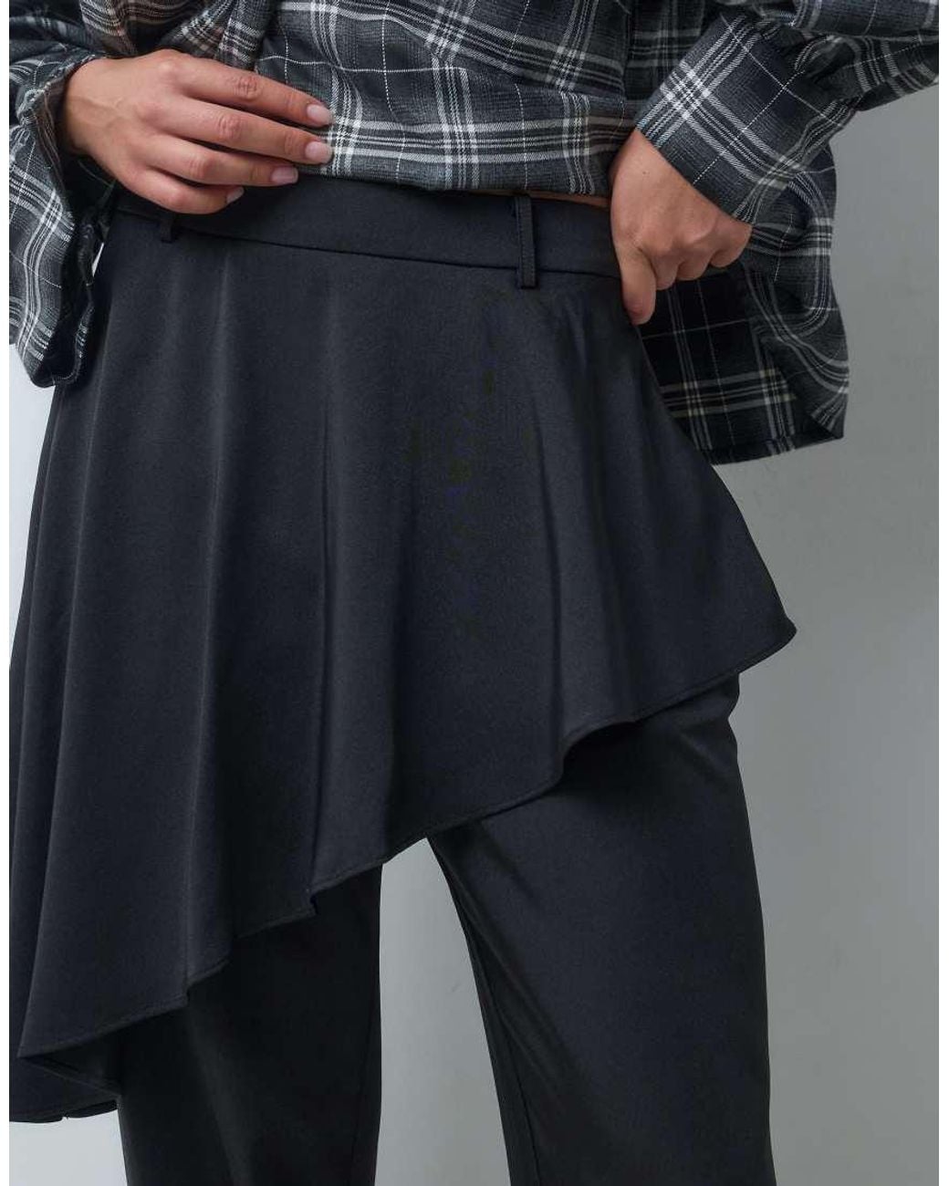 Iyal Blue Mini Skirt Detail Straight Leg Trousers Co-ord