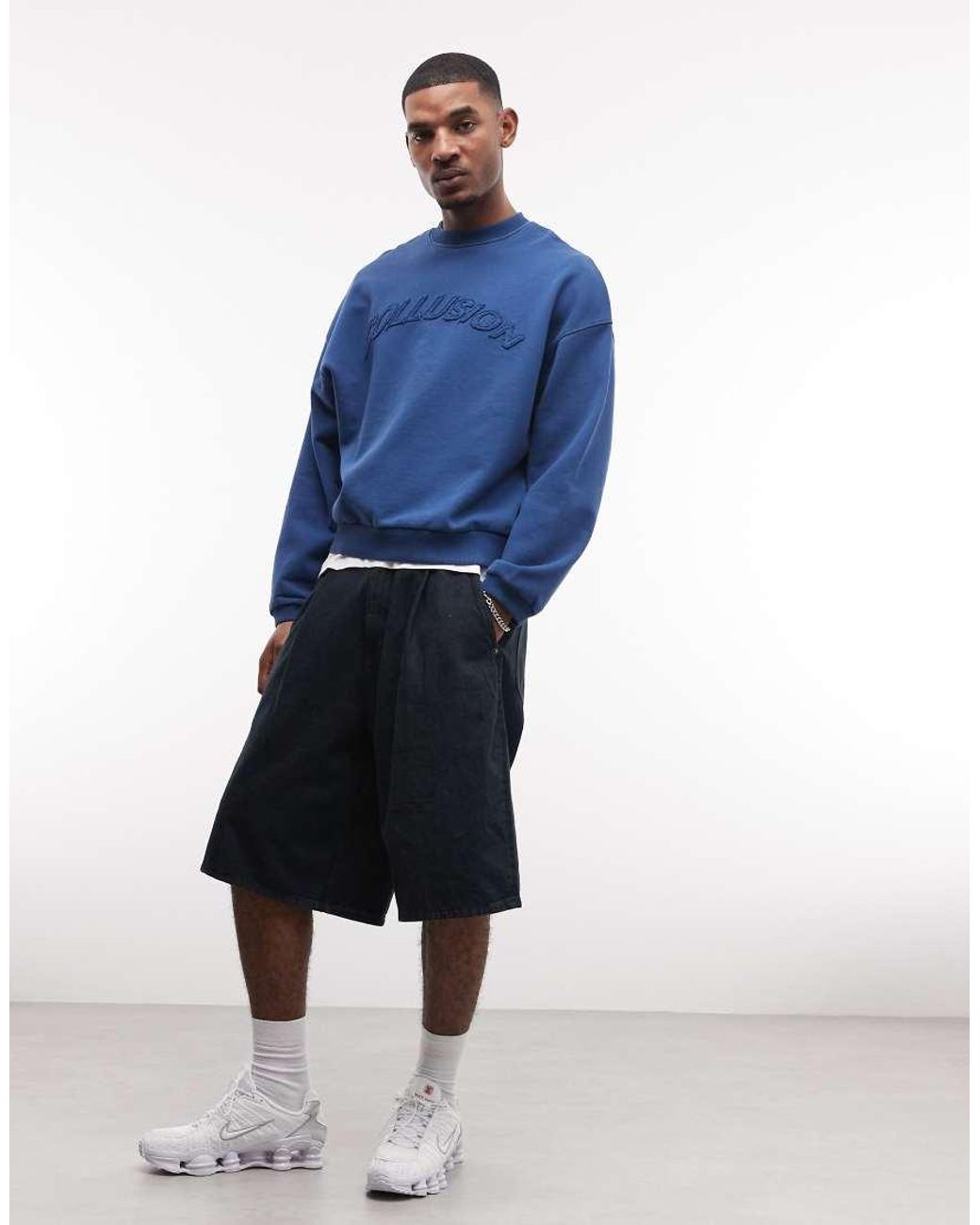 Collusion Blue Logo Boxy Sweatshirt for men