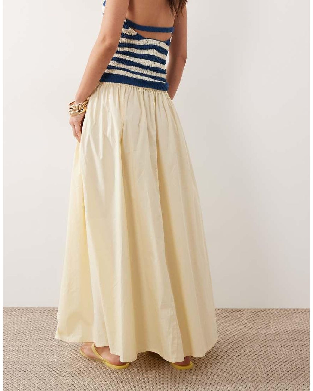 ASOS White Elasticated Waist Volume Midi Skirt