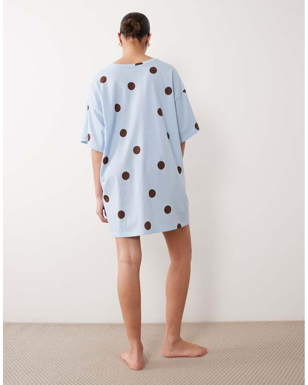ASOS Blue Maternity Polka Dot Oversized Spot Sleep Tee