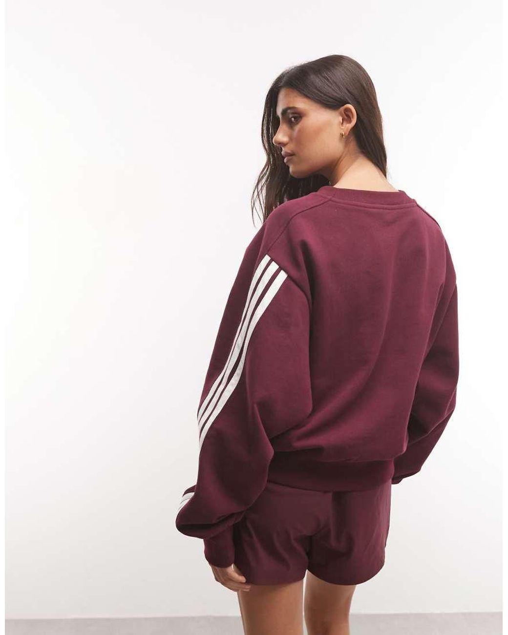 Adidas Originals Red Adidas Sportswear 3 Stripe Sweatshirt
