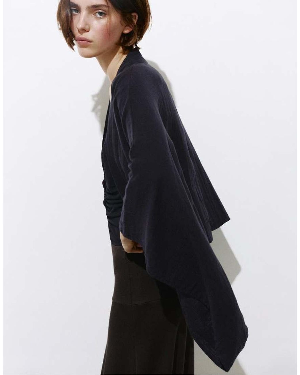 Pull&Bear Black Short Chiffon Kimono