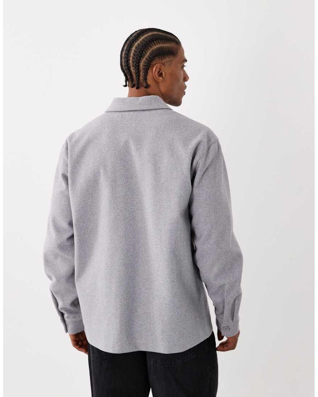 Jack & Jones Gray Brushed Overshirt for men