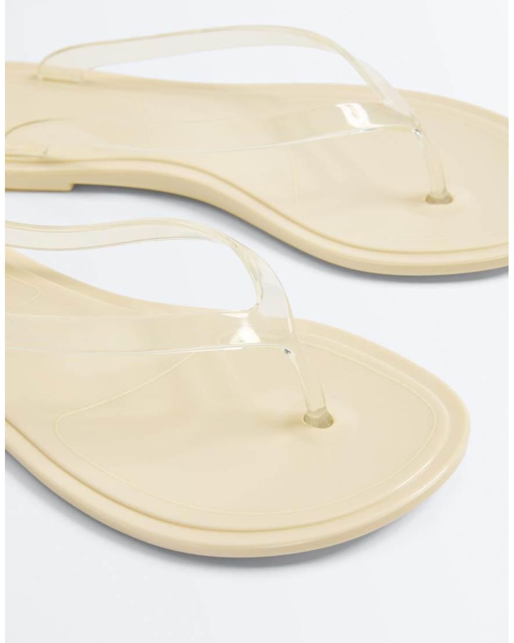 Oysho White Translucent Effect Beachwear Flip Flops