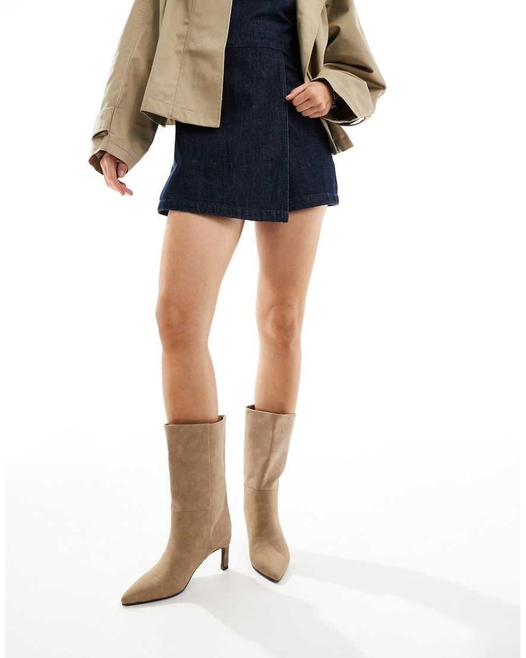 SEQWL Natural Benz Kitten Heel Ankle Boots