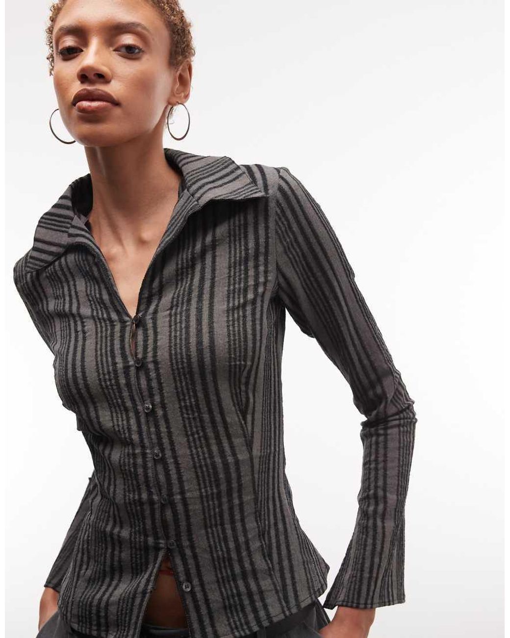 Weekday Black Button Up Long Sleeve Shirt