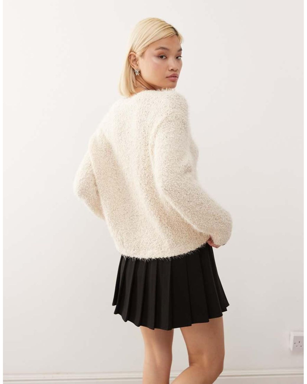 Noisy May Natural Crew Neck Fluffy Knit Jumper