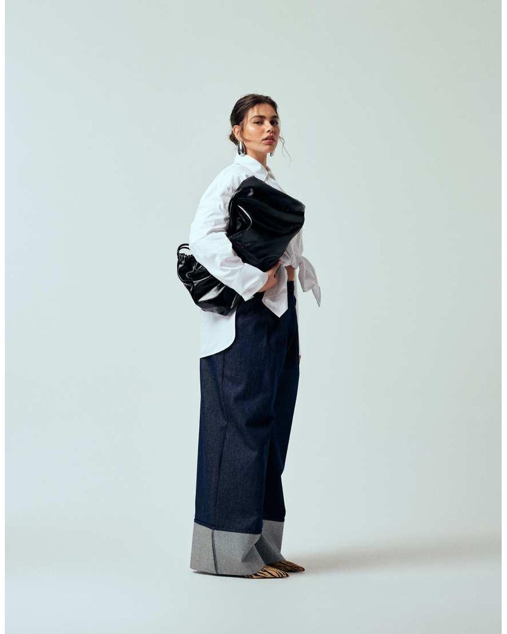 ASOS White Asos Design Curve Oversized Tie Front Shirt