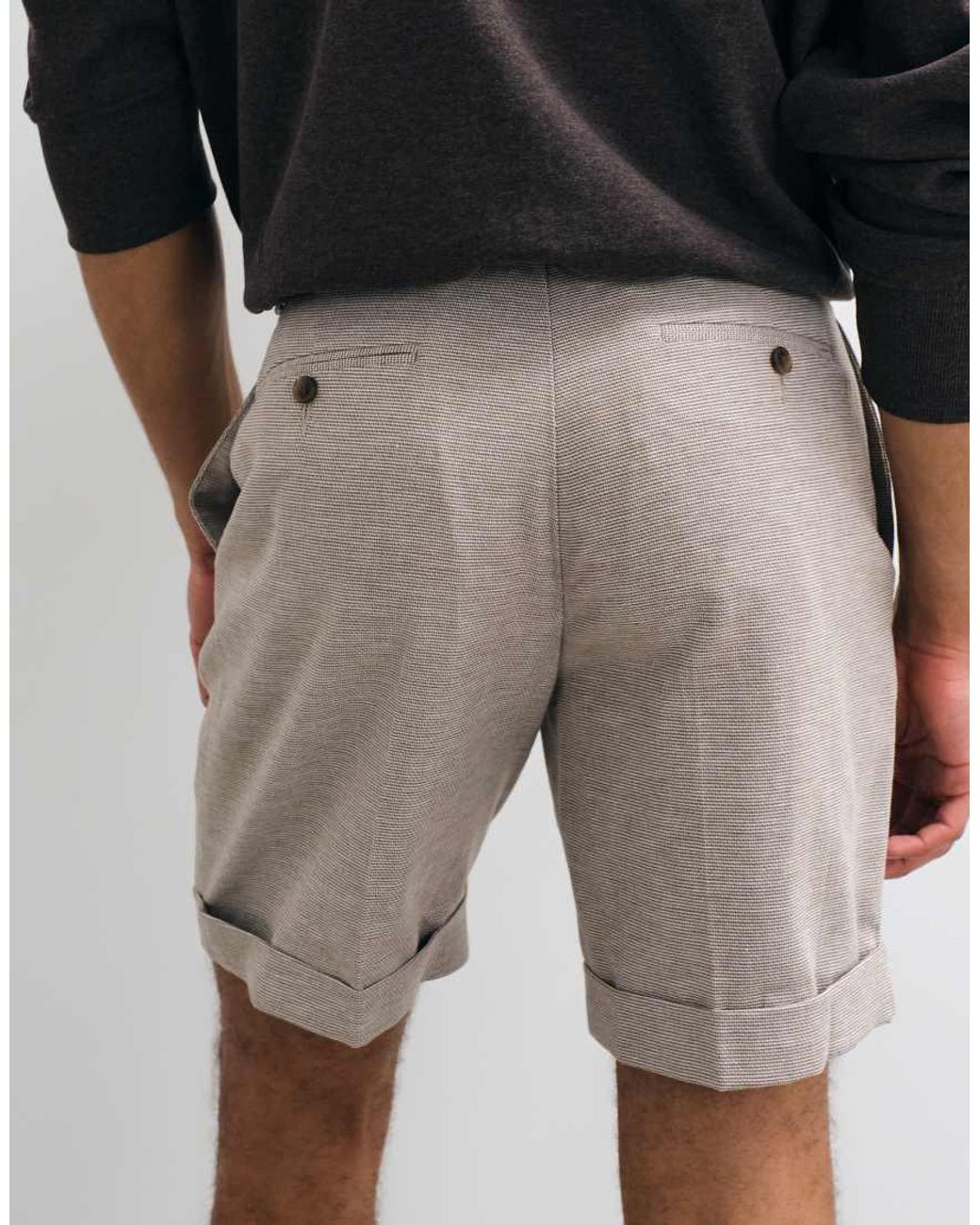 ASOS Natural Linen Rich Tailored Regular Shorts for men