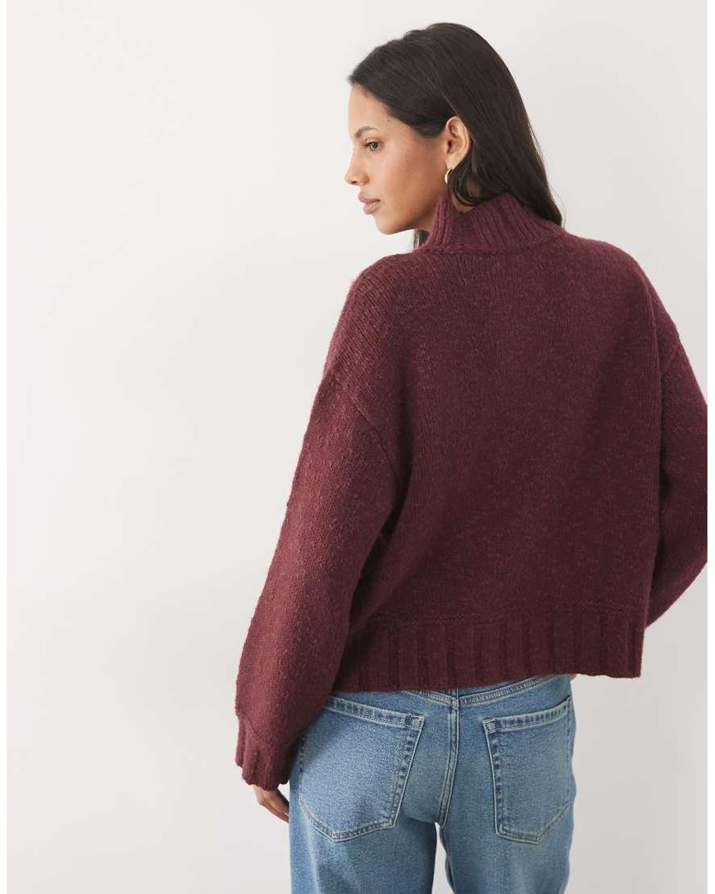Abercrombie & Fitch Red Oversized Funnel Neck Jumper