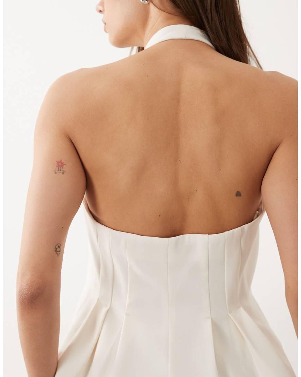 Mango Blue Iguana Tailored Halterneck Top