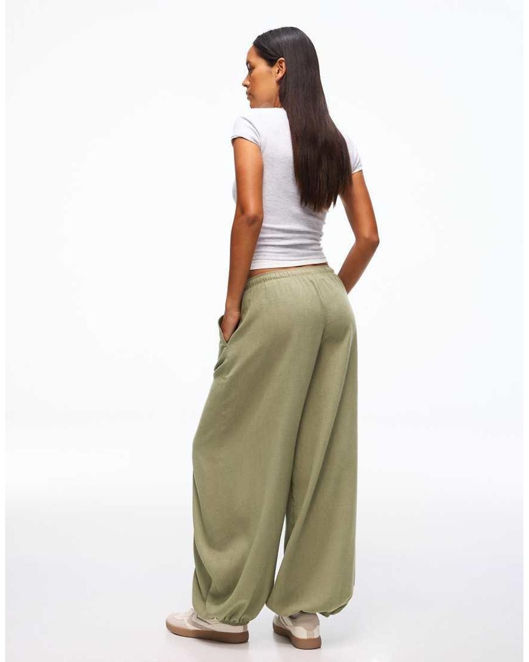 Bershka Green Tall Rustic Sarouel Trousers