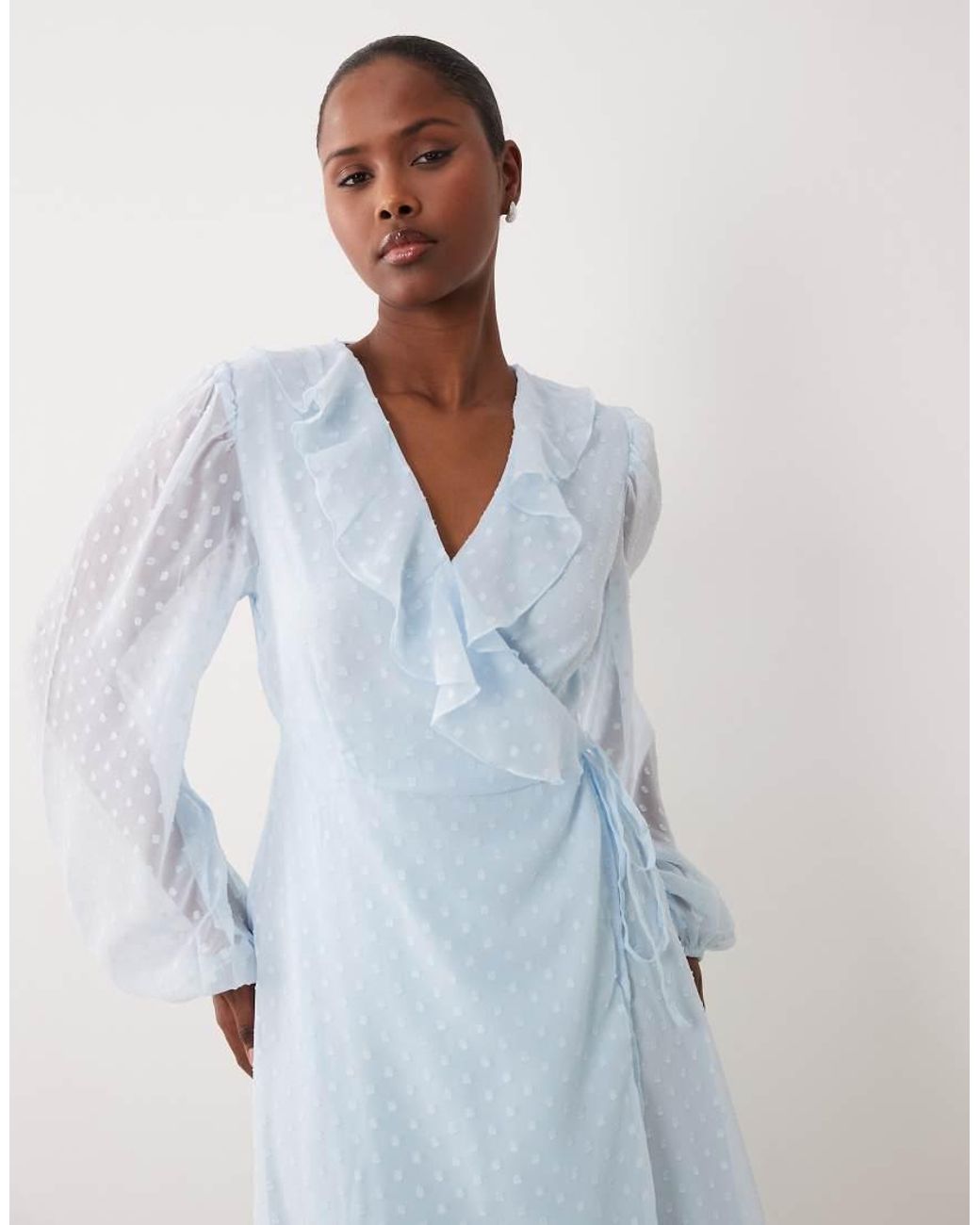 Vila White Long Sleeved Dobby Chiffon Maxi Dress