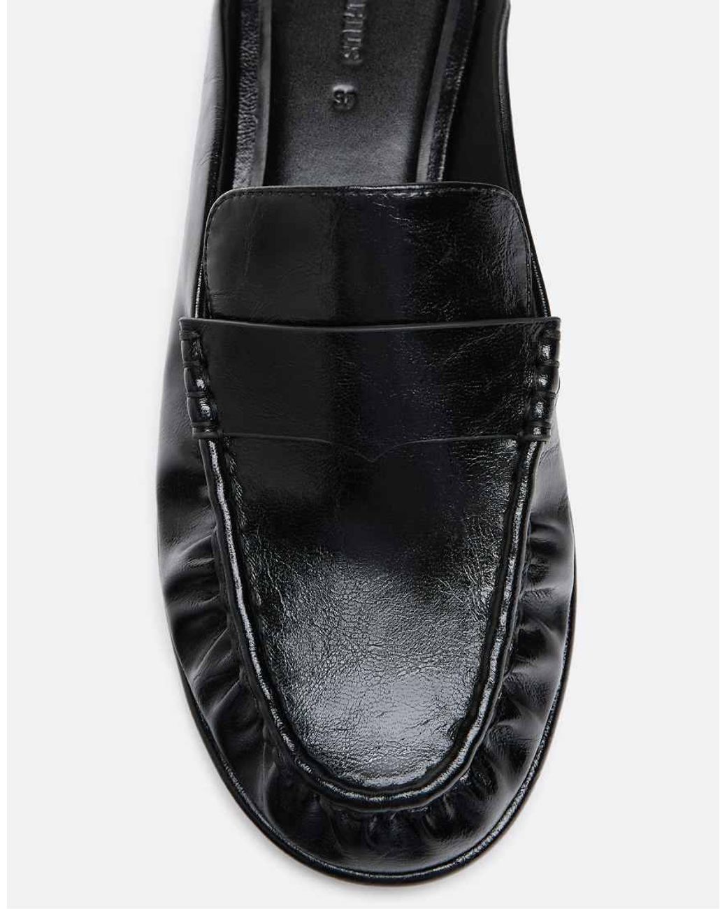 Stradivarius White Leather-Effect Mule Loafers
