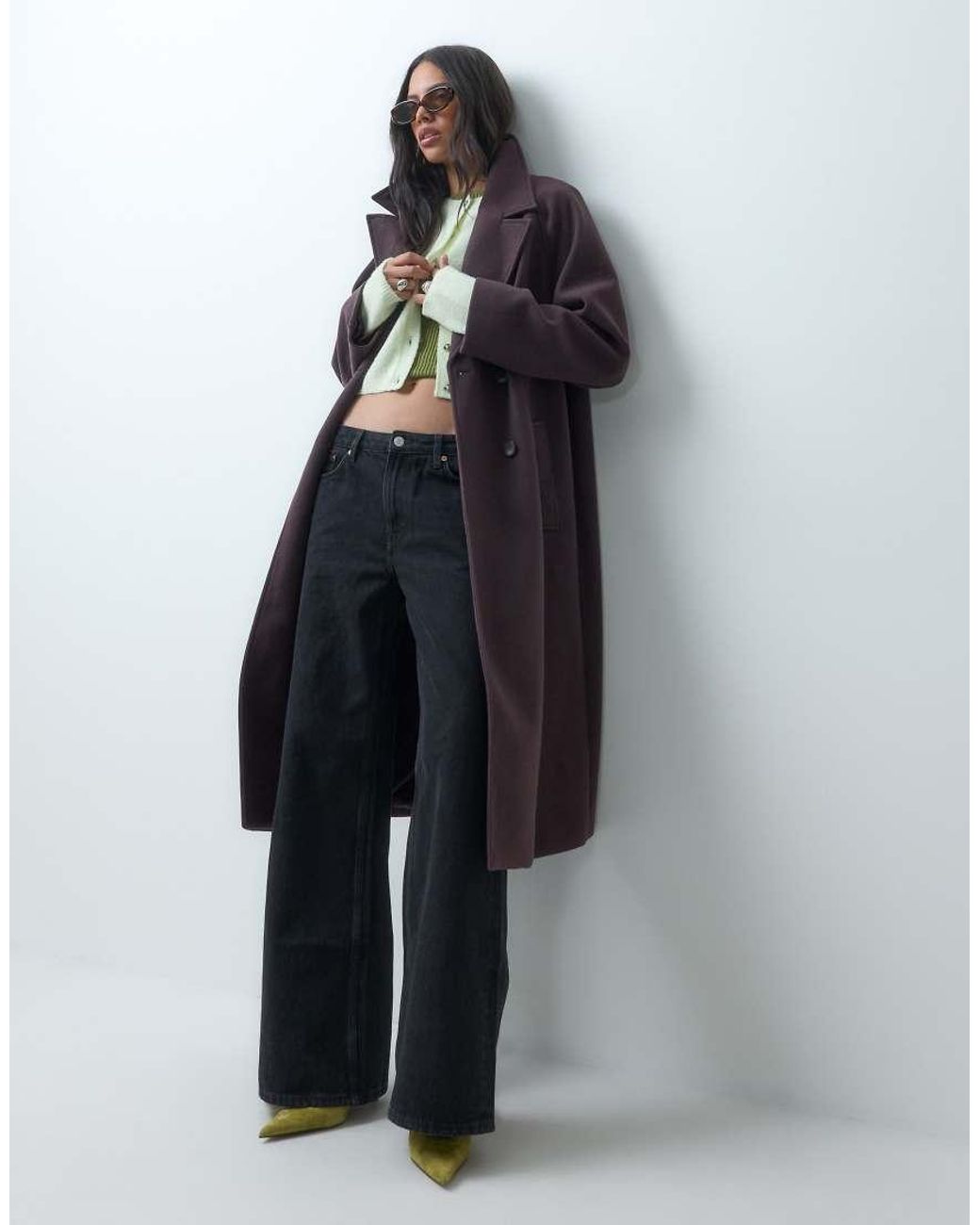 ASOS Purple Longline Double Breasted Coat