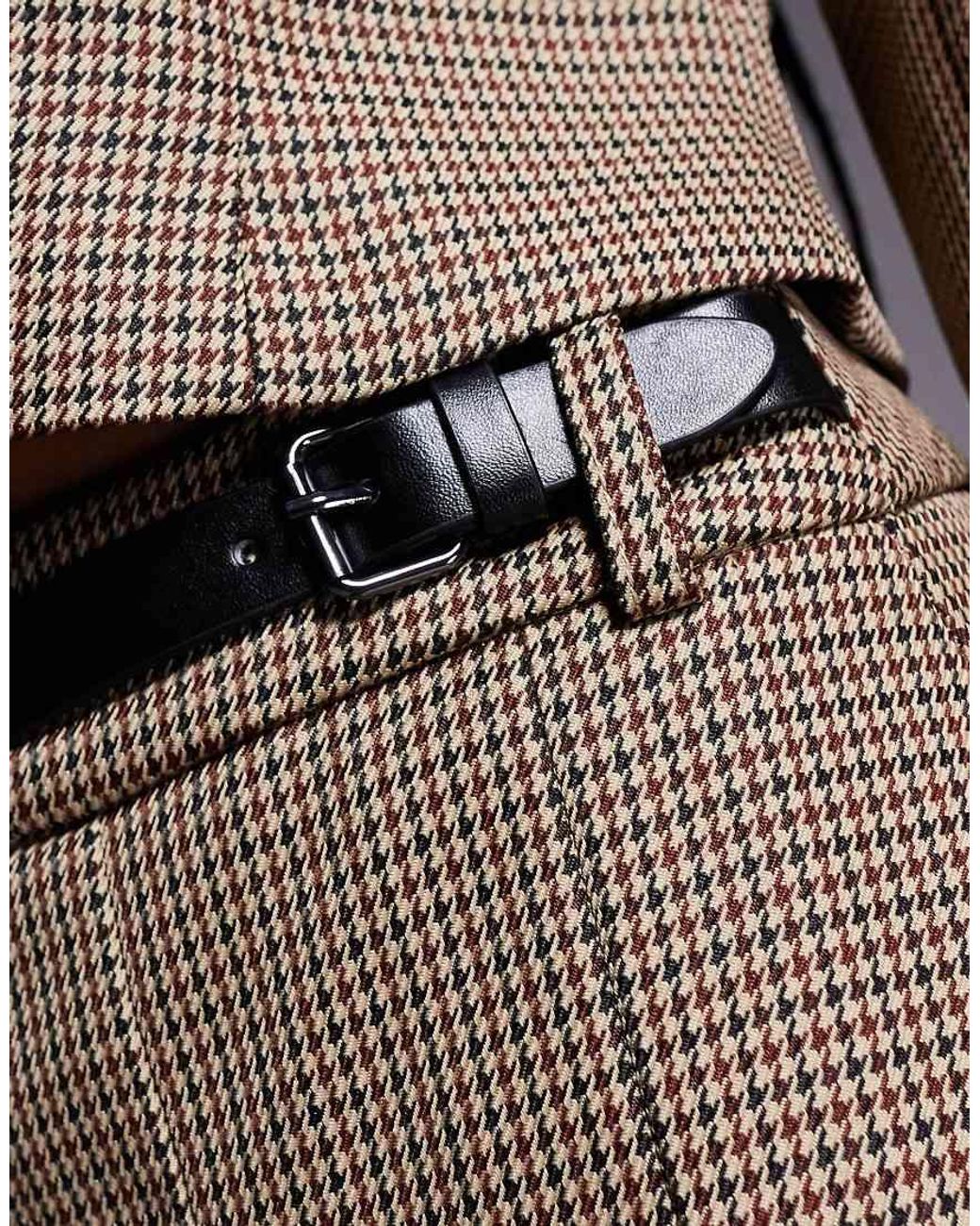 River Island Gray Checked Kilted Skort With Buckle Detail