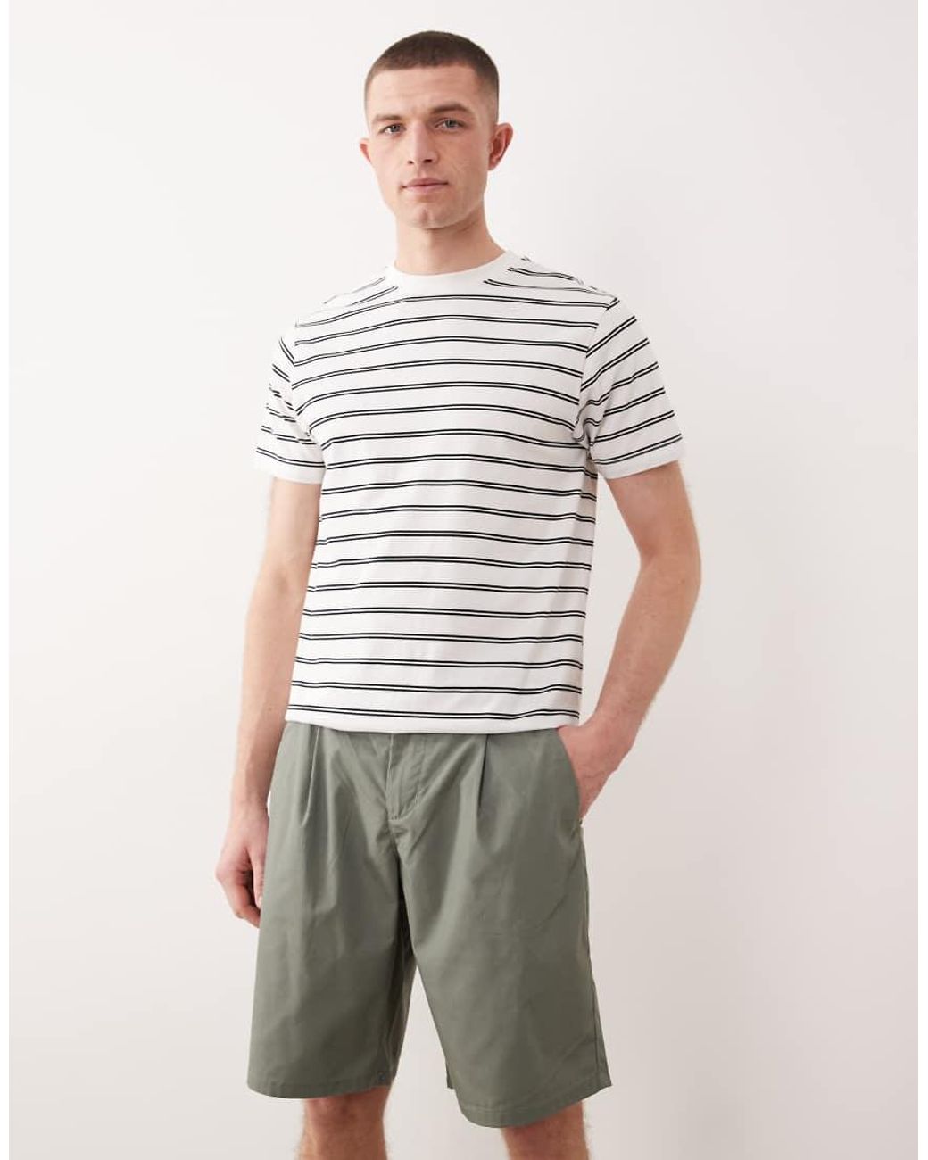 Only & Sons Natural Loose Fit Pleated Shorts for men