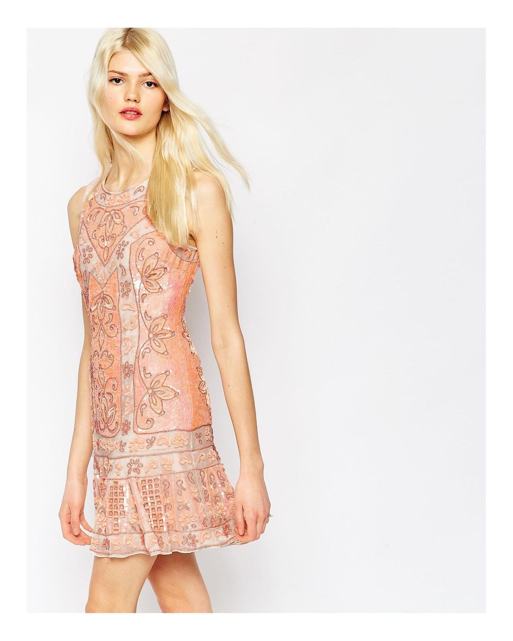 Needle & Thread Embellished Lace Mini Dress in Pink Lyst