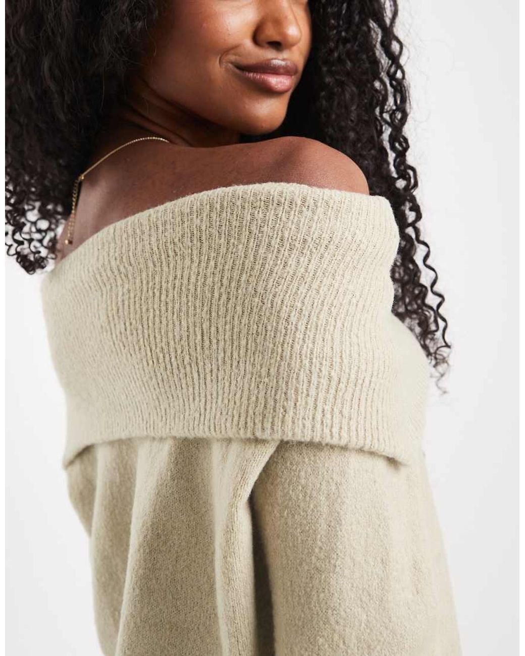 Brave Soul Natural Knitted Bardot Jumper