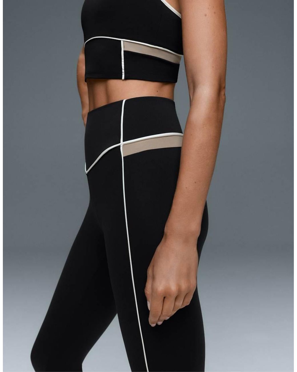 Oysho Gray Comfortlux High-Rise Piping 65Cm Ankle-Length Leggings
