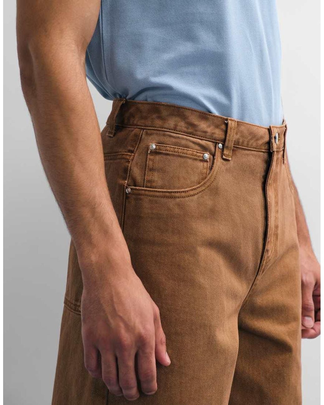 ASOS Natural Loose Denim Jorts for men