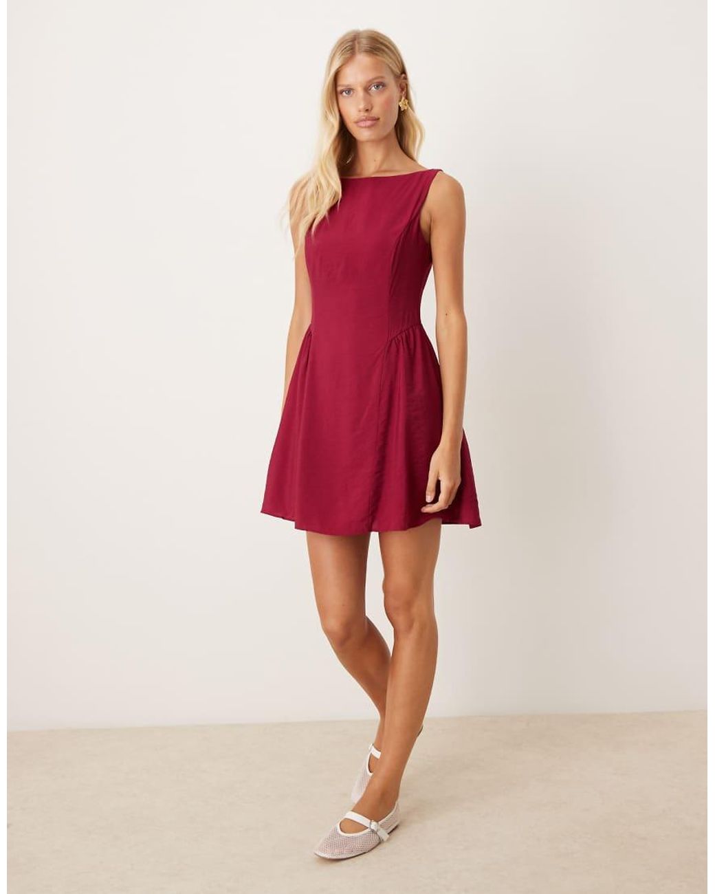 strapless open back dress Flannel Dress, Red – GRACE+EMMA® main image 1