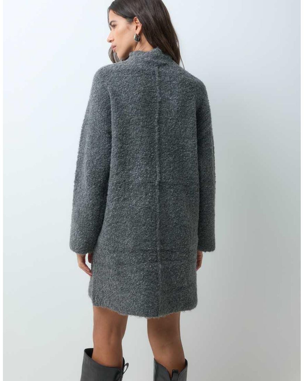 Y.A.S Gray High Neck Seam Front Knitted Mini Dress