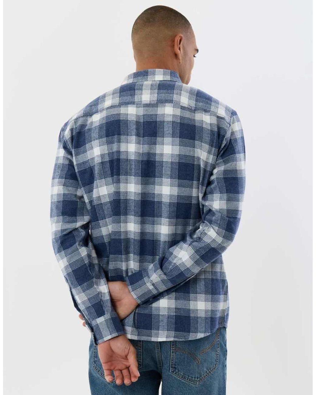 Threadbare Blue Relaxed Fit Cotton Patch Pocket Shirt for men