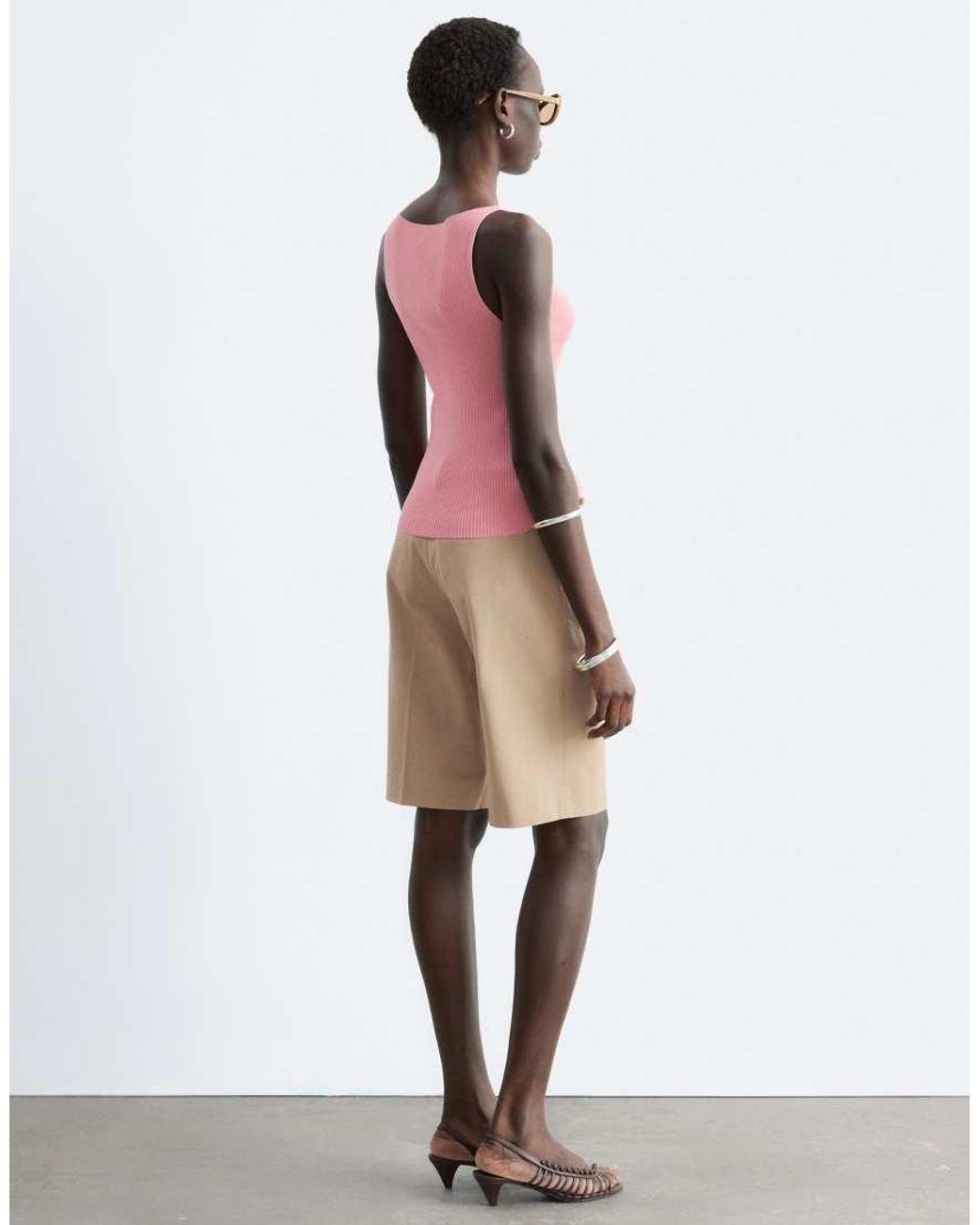 & Other Stories Pink Compact Knitted Boat Neck Top