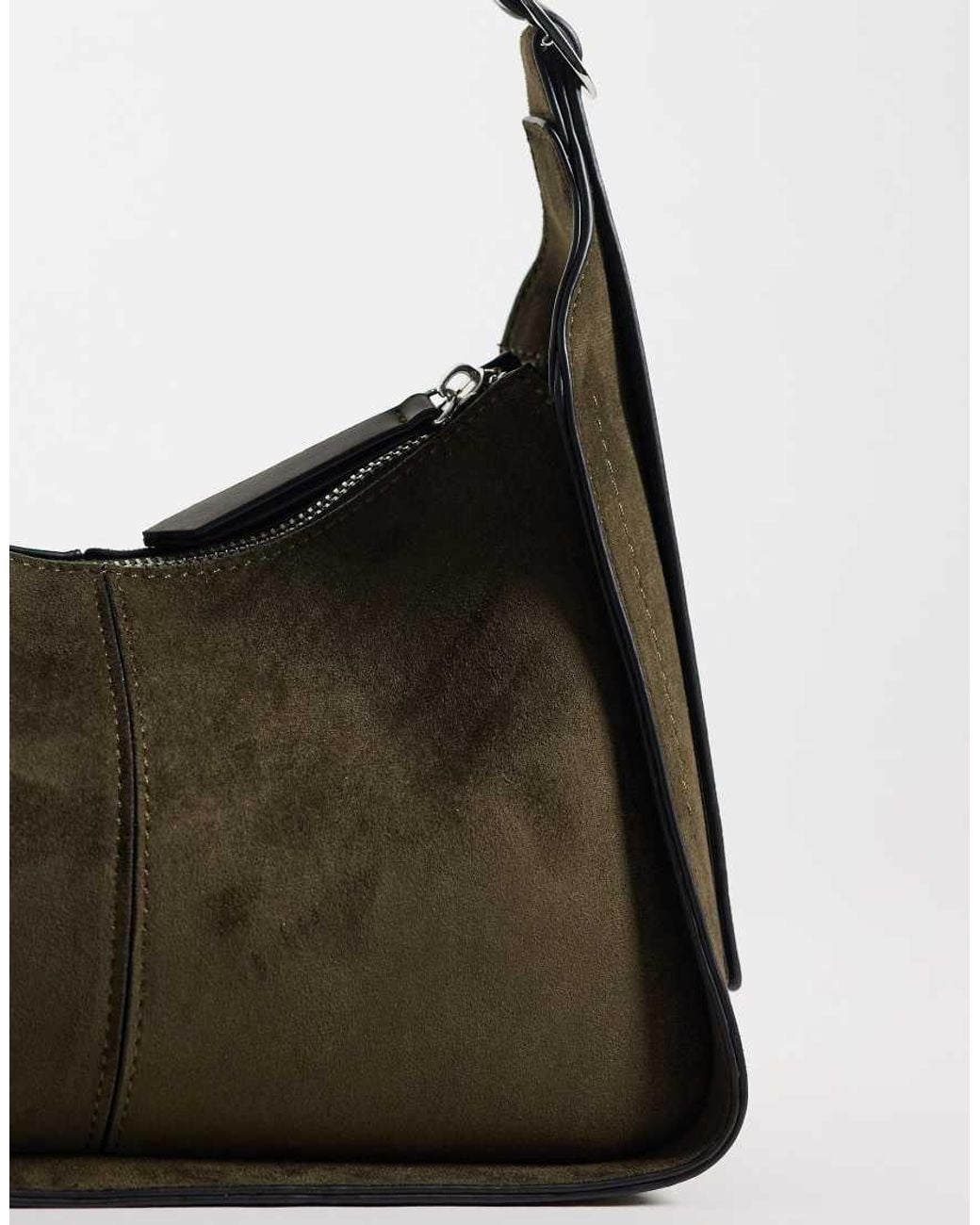 ASOS Green Faux Suede Belted Strap Shoulder Bag