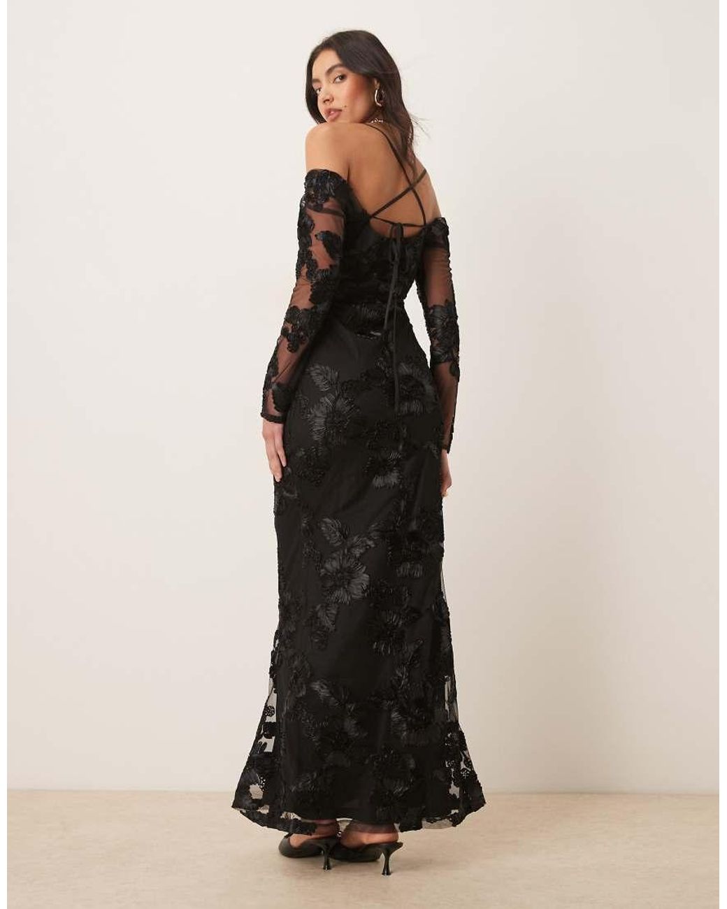 Pretty Lavish Black Jamila Long Sleeve Maxi Dress