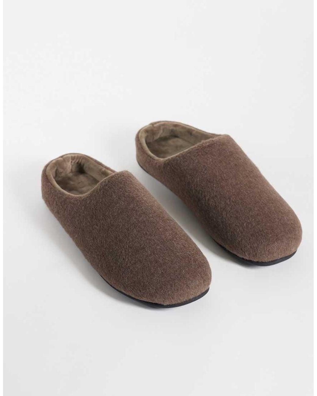 ASOS Brown Mule Slippers On Chocolate Felt for men