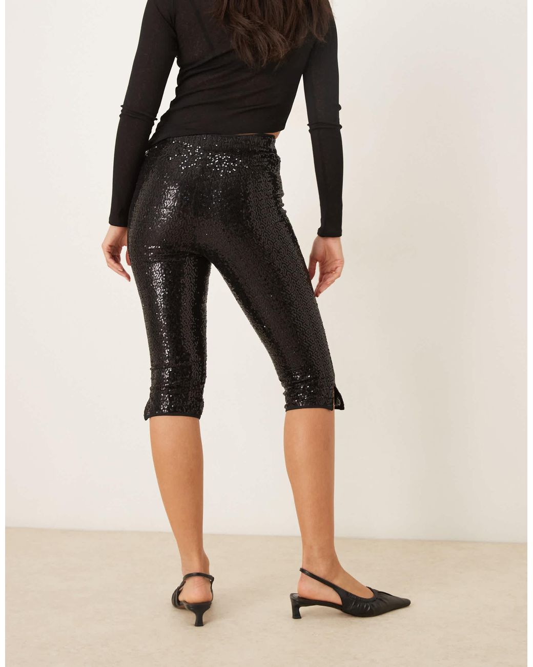 ASOS Black Tailored Sequin Capri Trousers